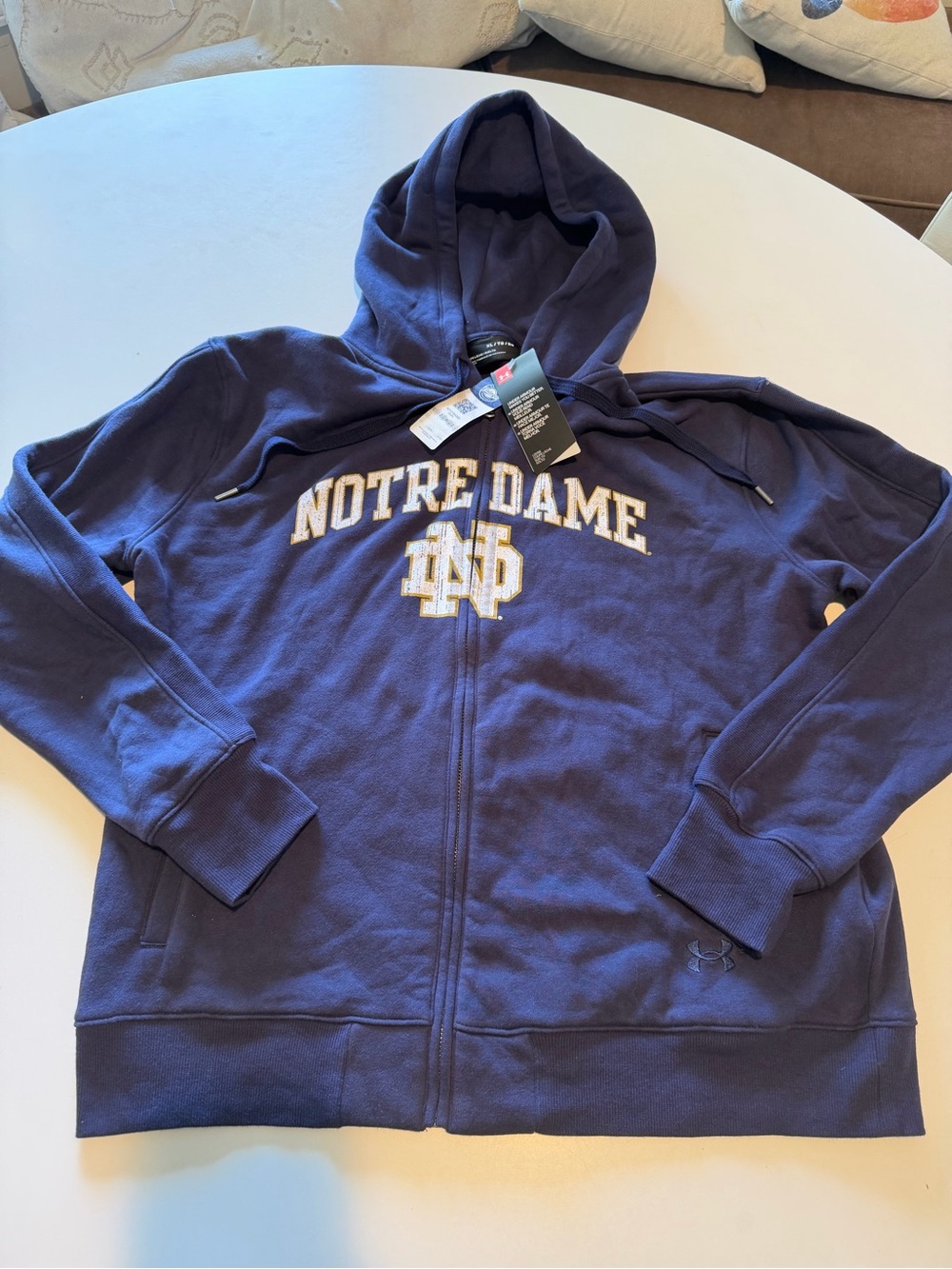 NWT Under Armour Navy Notre Dame Fighting Irish All Day Fleece Full-Zip Hoodie